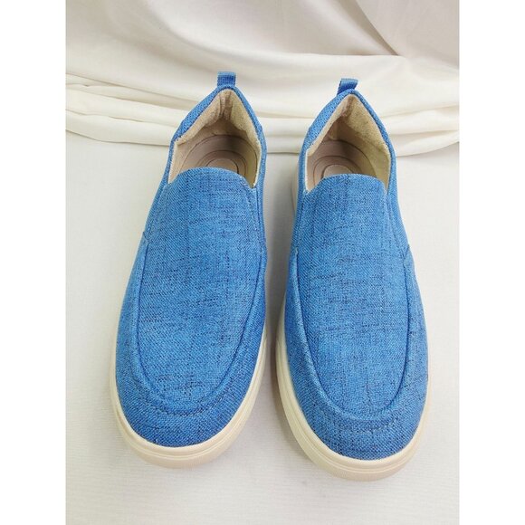 Baretraps Size 10M Mens Lincoln Blue Canvas Slip On Logo Comfort Fashion Loafers - Picture 1 of 12